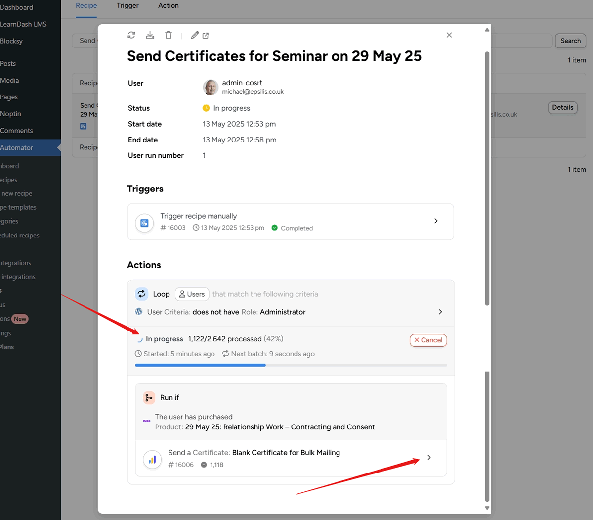 screenshot automation log job in progress