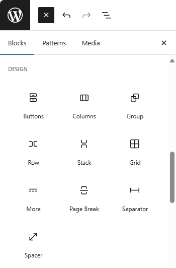 screenshot block inserter design blocks