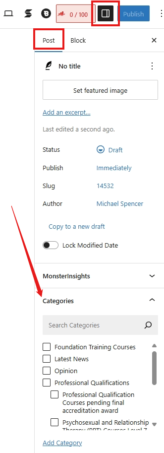 screenshot post settings sidebar