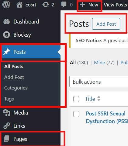 screenshot posts and pages