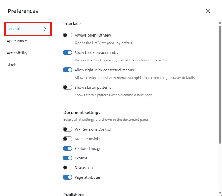 screenshot preferences general