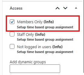 screenshot right sidebar member only access
