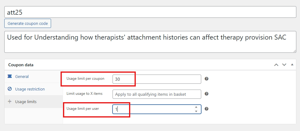 screenshot add new coupon usage limits