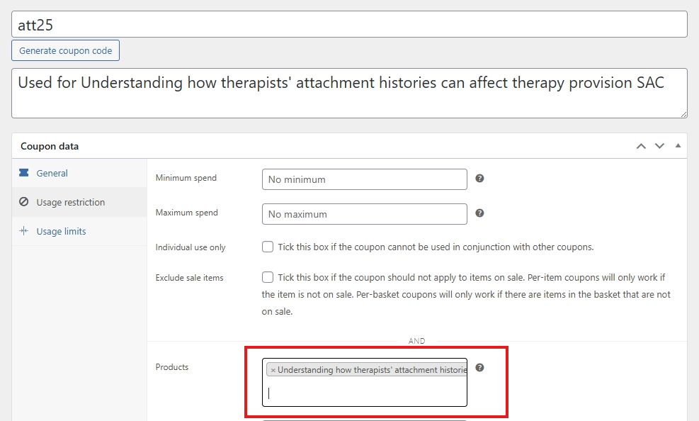 screenshot add new coupon usage restrictions