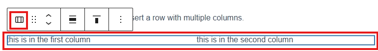 screenshot columns block toolbar