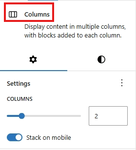 screenshot columns right sidebar settings