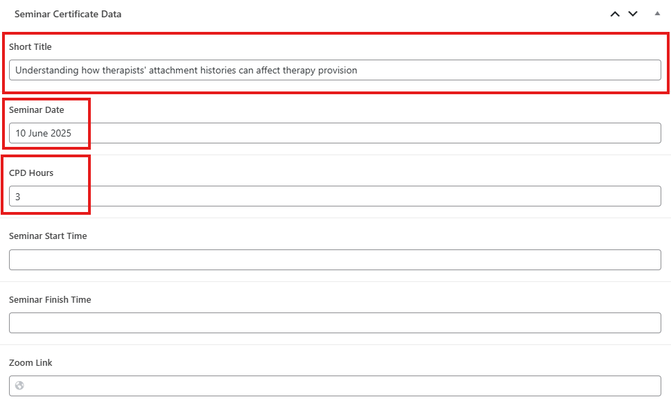 screenshot edit product seminar certificate data