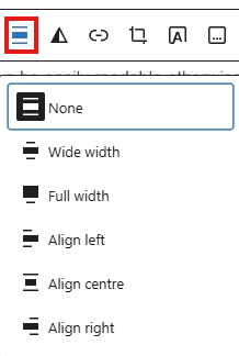 screenshot image block align options