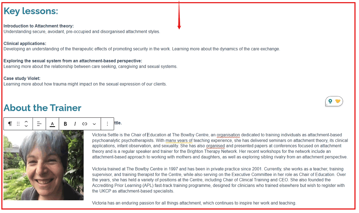 screenshot long description with trainer section