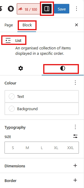 screenshot ordered list right sidebar styles