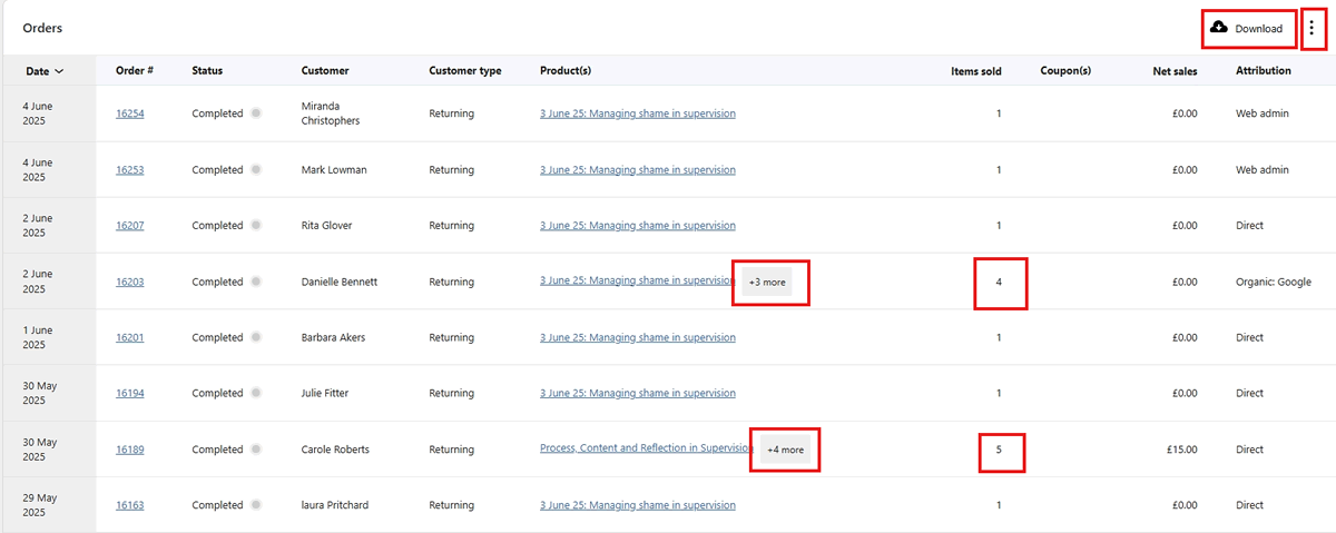 screenshot orders list part 1