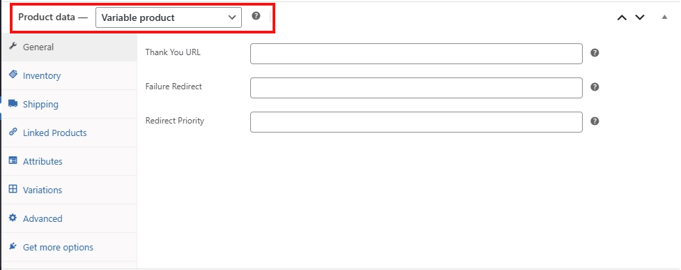 screenshot product data section variable product