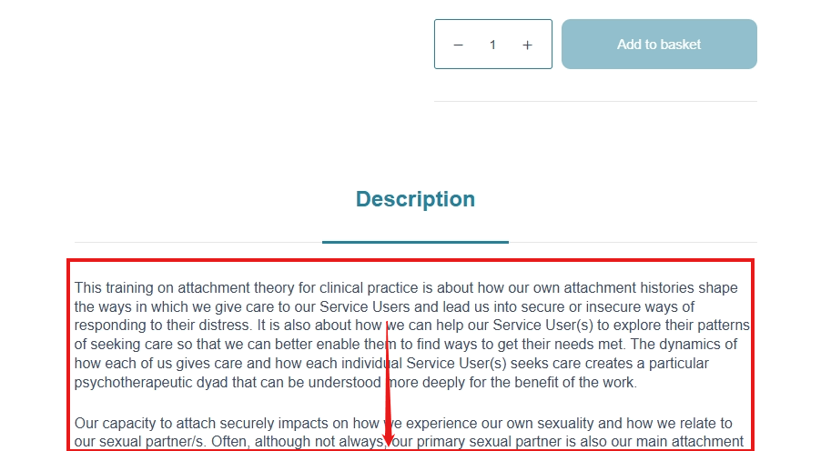 screenshot product description display