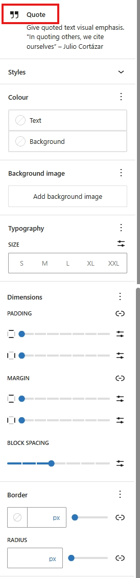 screenshot quote right sidebar