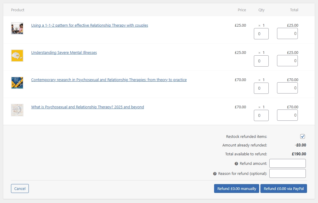 screenshot multiple orders refund options
