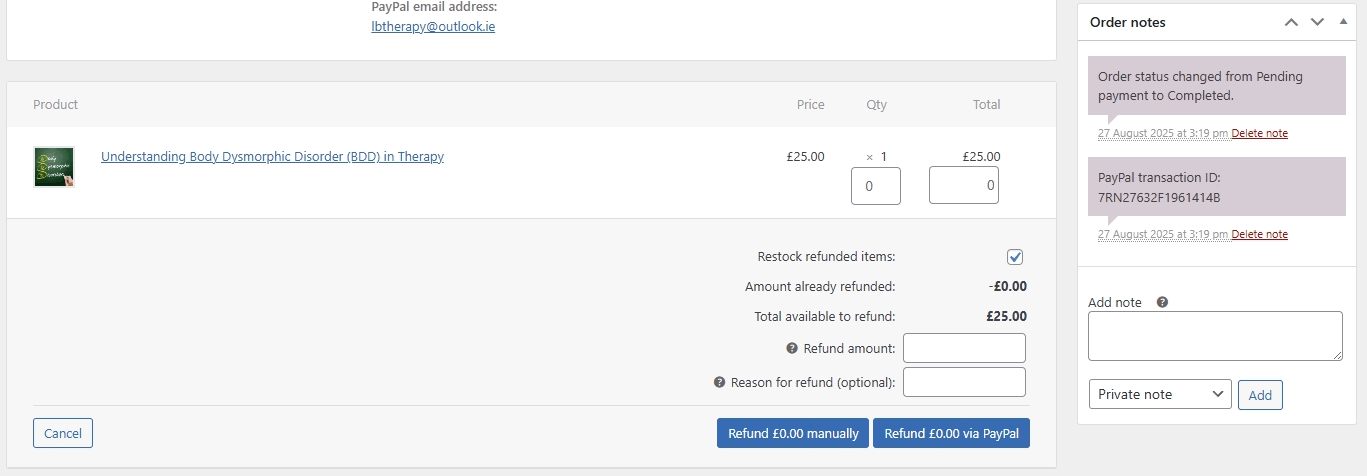 screenshot orders refund options