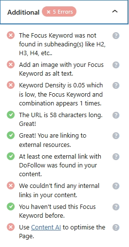 screenshot Rank Math Additional SEO tab