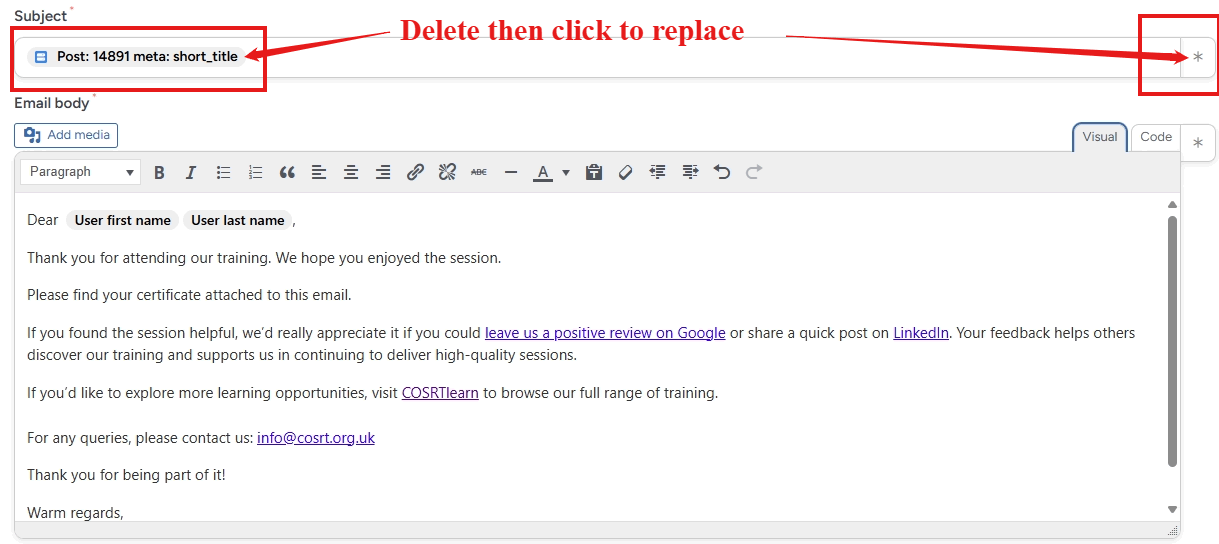 screenshot email part 2 update subject